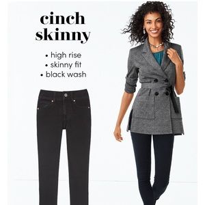 Cabi Cinch Skinny black jeans stretch denim size 4 frayed hem